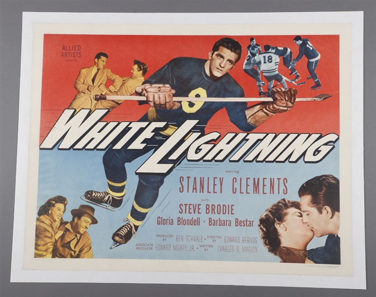 "White Lightning" 1953 Hockey Movie Poster (24” x 30 ½”)
