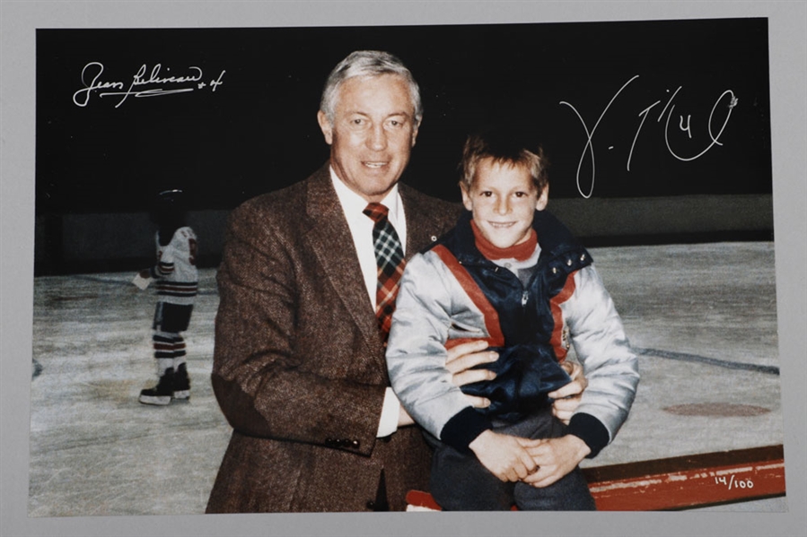 Jean Beliveau and Vincent Lecavalier Dual-Signed Limited-Edition Photo #14/100 with LOA (10" x 15")