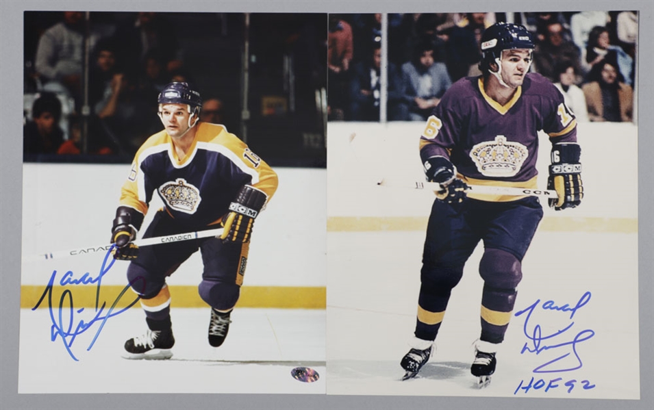 Marcel Dionne Signed Los Angeles Kings Photos (2), Puck and McFarlane Figurine with LOA