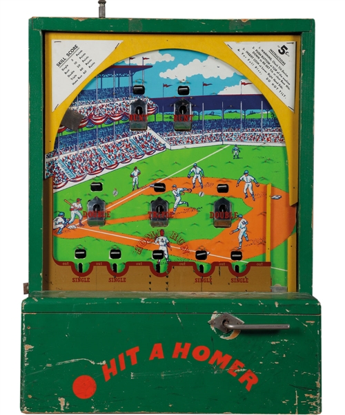 Vintage 1940s “Hit A Homer” Coin-Operated Mechanical Table Top Baseball Game