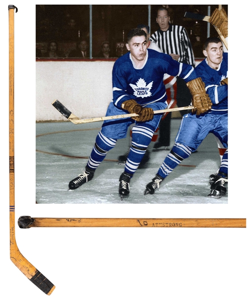 George Armstrongs 1955-56 Toronto Maple Leafs CCM Team-Signed Game-Used Stick