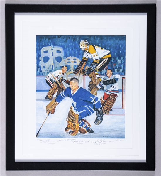 "Legends of the Crease" HOF Goalies Multi-Signed Framed Limited-Edition Lithograph #907/1966 with LOA (22" x 24")