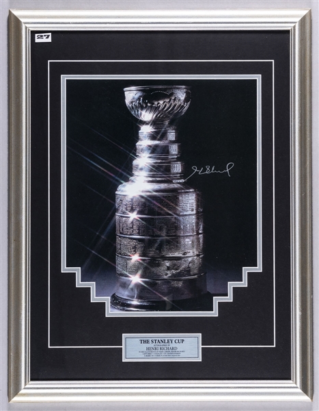 Henri Richard Montreal Canadiens Signed Stanley Cup Framed Photograph with LOA (21 ½” x 27”) 