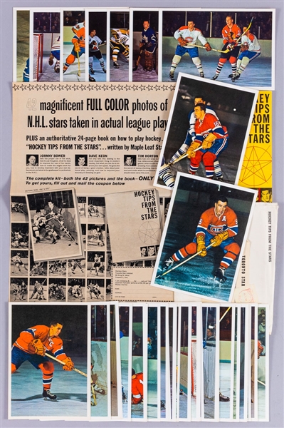 1963-64 Toronto Star "Stars In Action" Complete Set of 42 Colour Photos Plus Booklet and Original Ad