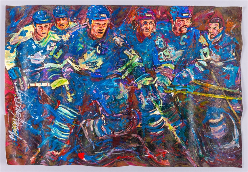 Toronto Maple Leafs “Glorious Captains” Original Painting on Canvas by Renowned Artist Murray Henderson (15 ½” x 23”) 
