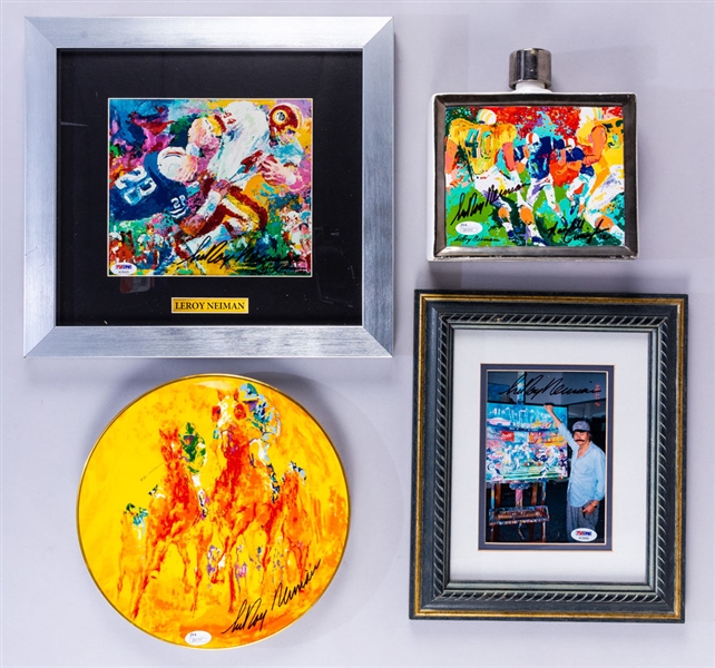 LeRoy Neiman Signed NFL and Horse Racing Piece Collection of 4 - All with PSA/DNA or JSA COAs/Basic Certs