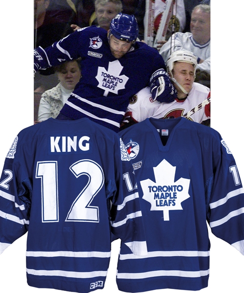 Kris Kings 1999-2000 Toronto Maple Leafs Game-Worn Jersey with Team LOA - 2000 Patch! - All-Star Game Patch! - Team Repairs!
