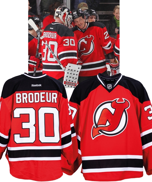 Martin Brodeurs 2012-13 New Jersey Devils "666th Win" Game-Worn Jersey with LOA - Photo-Matched!