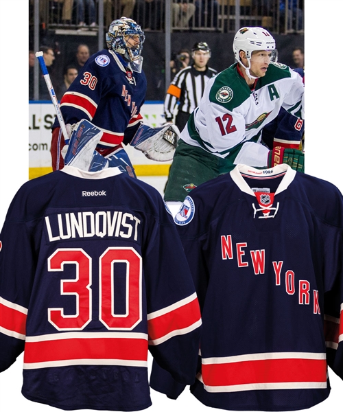 Henrik Lundqvists 2016-17 New York Rangers "Heritage" Game-Worn Jersey with LOA - 90th Patch! - Photo-Matched!