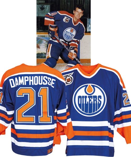 Vincent Damphousses 1991-92 Edmonton Oilers Game-Worn Jersey with LOA - 75th Patch!