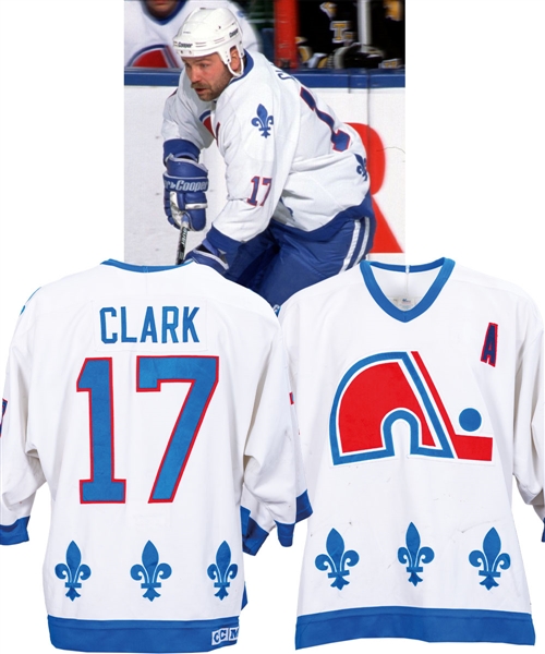 Wendel Clarks 1994-95 Quebec Nordiques Game-Worn Alternate Captains Jersey with LOA - Photo-Matched!