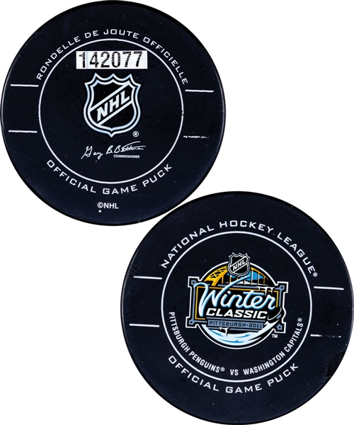 Eric Fehrs 2011 NHL Winter Classic Washington Capitals Goal Puck with LOA (Assisted by Chimera and Erskine) - 2nd Goal of Game - 7th Goal of Season / Career Goal #43