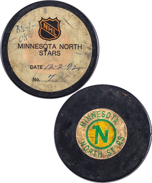 Rene Robert Buffalo Sabres December 2nd 1972 Goal Puck from the NHL Goal Puck Program with LOA - 15th Goal of Season / Career Goal #28 - Third Goal of Hat Trick