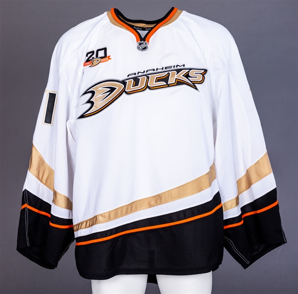 Frederik Andersens 2013-14 Anaheim Ducks Game-Worn Rookie Season Jersey with Team LOA - 20th Patch!