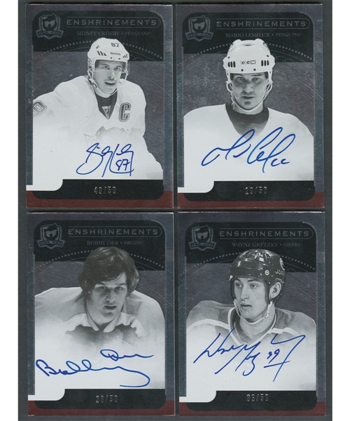 2011-12 Upper Deck The Cup Enshrinements Near-Complete Hard-Signed Card Set (55/60)(#/50) Including Gretzky, Orr, Crosby, Lemieux, Ovechkin, Malkin, Price and Other Stars