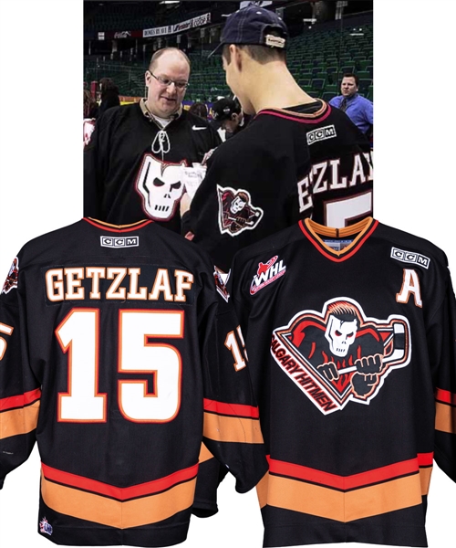 Ryan Getzlaf’s 2003-04 WHL Calgary Hitmen Game-Worn Alternate Captain’s Jersey - Photo-Matched!