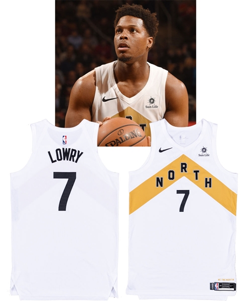 Kyle Lowry’s 2018-19 Toronto Raptors "City Edition" Game-Worn Jersey with LOA - Worn for 3 Games Including Double-Double Game vs. Portland on March 1st 2019 - Photo-Matched to All Games!