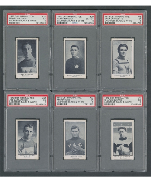 1912-13 Imperial Tobacco C61 Lacrosse PSA-Graded Near Complete Card Set (47/50) Including Newsy Lalonde, Clint Benedict and Jack Laviolette - Current Finest and Second All-Time Finest PSA Set!