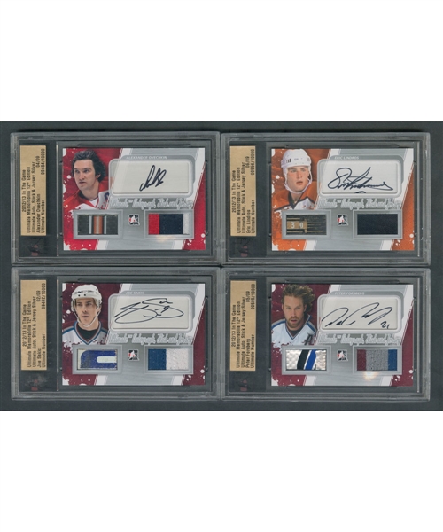 2012-13 ITG Ultimate Memorabilia 12th Edition Ultimate Auto, Stick and Jersey Silver Near Complete Set (21/22) (#/9) Including Ovechkin, Sakic, Lindros, Bure, Selanne, Forsberg and Other Greats