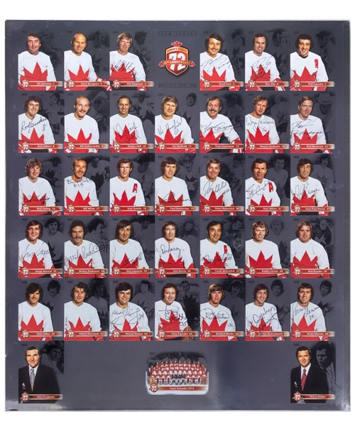 Rod Seiling’s 1972 Canada-Russia Series 35th Anniversary Team-Signed Uncut Card Set Sheet from His Personal Collection with His Signed LOA