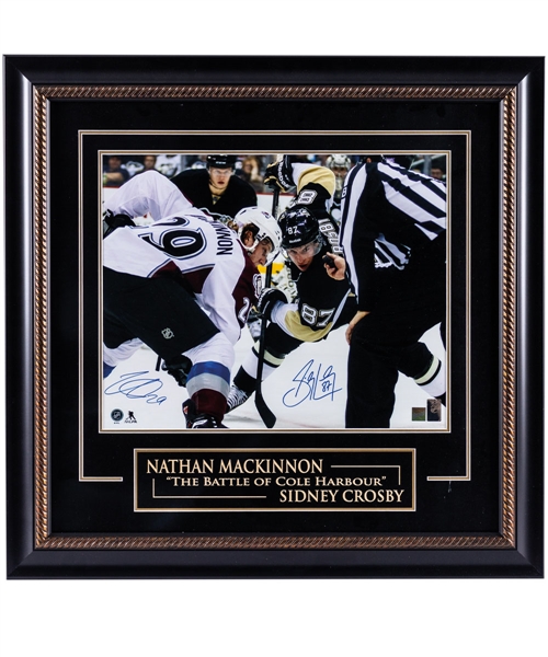 Sidney Crosby and Nathan MacKinnon Dual-Signed "The Battle of Cole Harbour" Framed Photo with Frameworth COA (30” x 31”) 