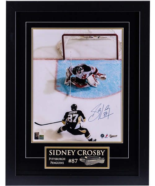 Sidney Crosby Pittsburgh Penguins “VS Brodeur” Signed Framed Photo with Frameworth COA (25 ½” x 32 ½”) 