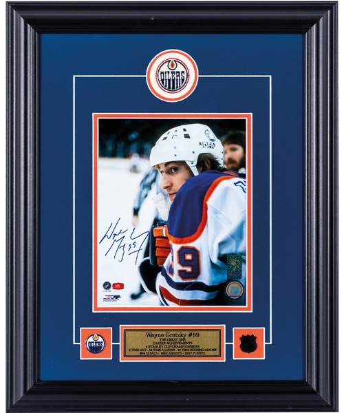 Wayne Gretzky Signed Edmonton Oilers Framed "Assessing Game Play" Photo Display with WGA COA (17” x 21”)