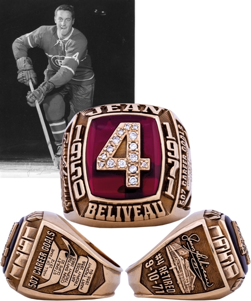 Spectacular Jean Beliveau 10K Gold and Diamond Limited-Edition Career Tribute Ring in Presentation Box with His Signed LOA