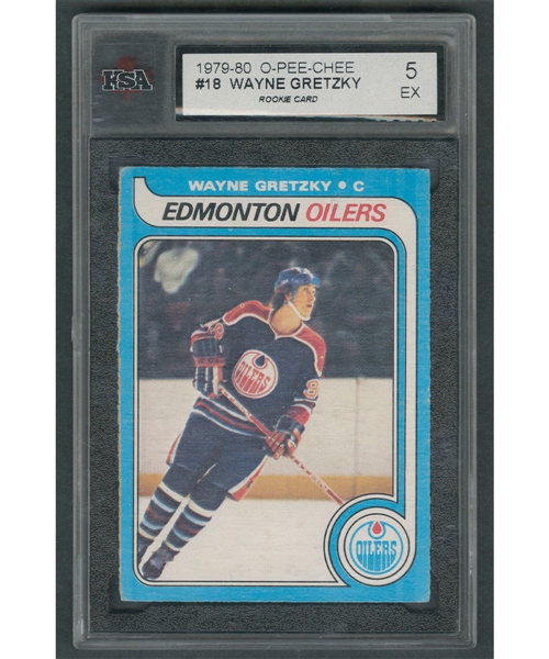 1979-80 O-Pee-Chee Hockey Card #18 HOFer Wayne Gretzky RC - Graded KSA 5