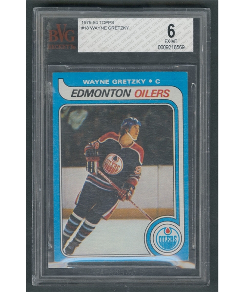 1979-80 Topps Hockey Card #18 HOFer Wayne Gretzky RC - Graded BVG 6