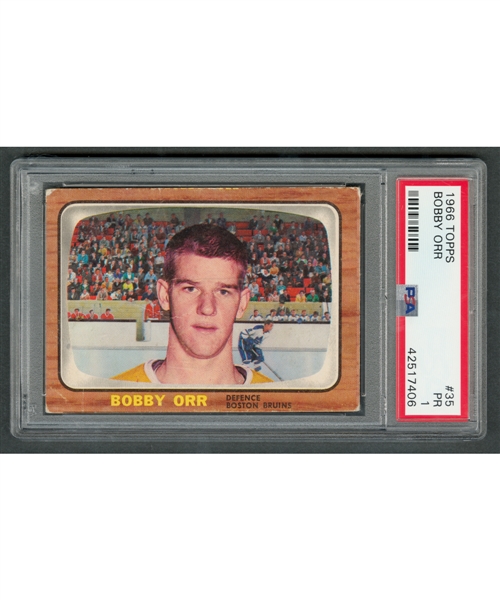 1966-67 Topps Hockey Card #35 HOFer Bobby Orr Rookie - Graded PSA 1