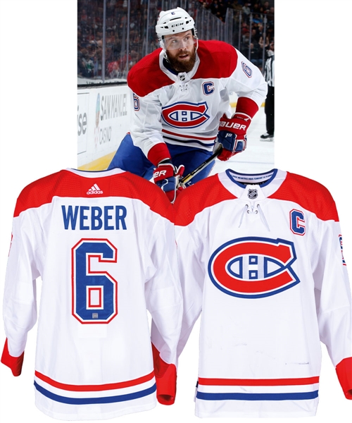 Shea Weber’s 2018-19 Montreal Canadiens Game-Worn Captain’s Jersey with Team LOA - Team Repairs! - Photo-Matched!