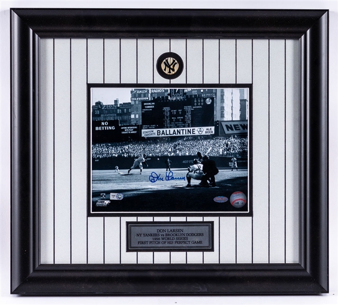 Don Larsen New York Yankees 1956 World Series Perfect Game Signed Framed Photo Display Collection of 3 with Steiner COAs (17 ¼” x 19 ¼”) 