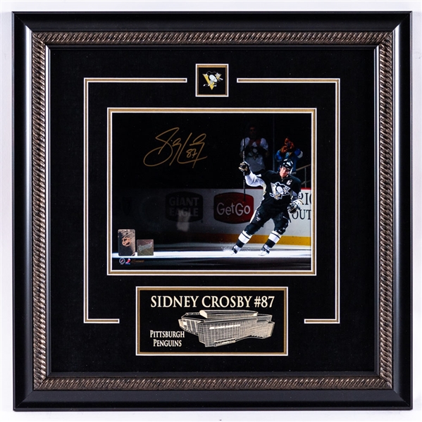 Sidney Crosby Pittsburgh Penguins Framed Photo Collection of 2 Including Signed “Saluting the Fans” Photo Display with Frameworth COA 