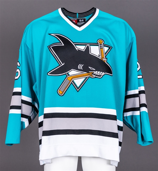 Dave Lowrys 1997-98 San Jose Sharks Game-Worn Jersey