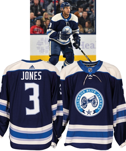 Seth Jones’ 2018-19 Columbus Blue Jackets Game-Worn Third Jersey with Team LOA