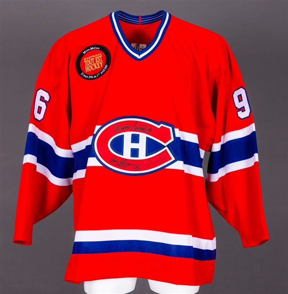 Montreal Canadiens 1996 Molson Centre Opening Night Jersey Signed by Maurice and Henri Richard and Jean Beliveau 