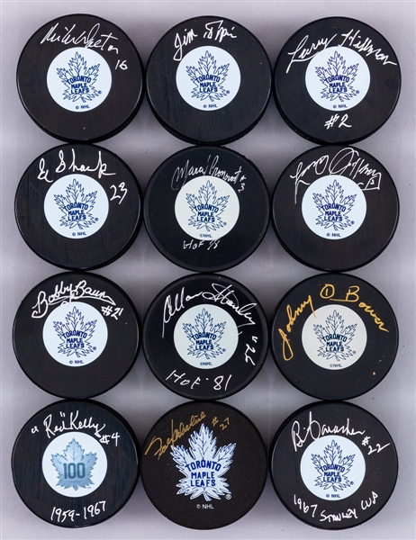 Toronto Maple Leafs 1967 Stanley Cup Champions Signed Puck Collection of 12 with LOA