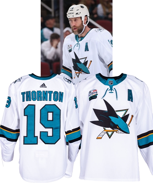 Joe Thornton’s 2018-19 San Jose Sharks Game-Worn Alternate Captain’s Jersey – 2019 All-Star Game Patch! 