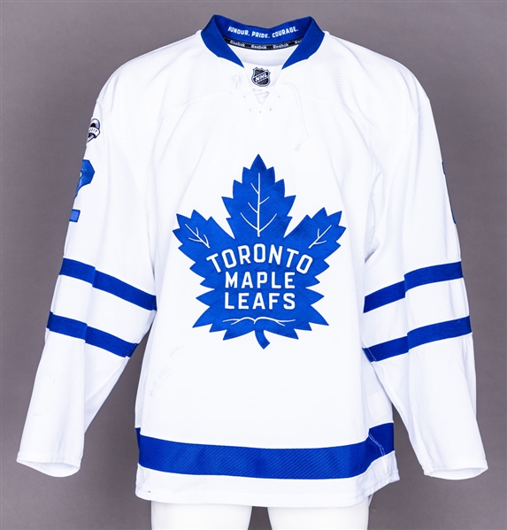 Connor Brown’s 2016-17 Toronto Maple Leafs Game-Worn Jersey with Team COA – NHL Centennial Patch - Photo-Matched!