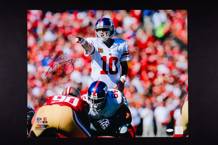 Eli Manning New York Giants Signed Super Bowl XLVI Football and Signed Oversized Photo Collection of 4 with Steiner COAs