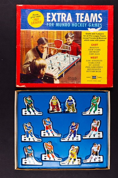 Late-1960s Munro Games Extra Teams Boxed Set of Table Top Hockey Game Players 