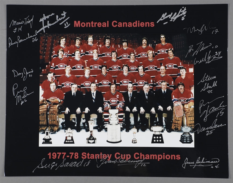 Montreal Canadiens 1977-78 Stanley Cup Champions Team-Signed Photo by 15 with LOA (12” x 15”)