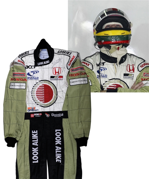 Jacques Villeneuve’s 2002 Lucky Strike BAR Honda F1 Team Signed Race-Worn Suit (Look Alike Sponsorship) with His Signed LOA