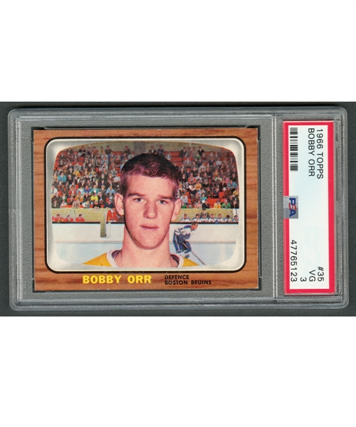 1966-67 Topps Hockey Card #35 HOFer Bobby Orr Rookie - Graded PSA 3