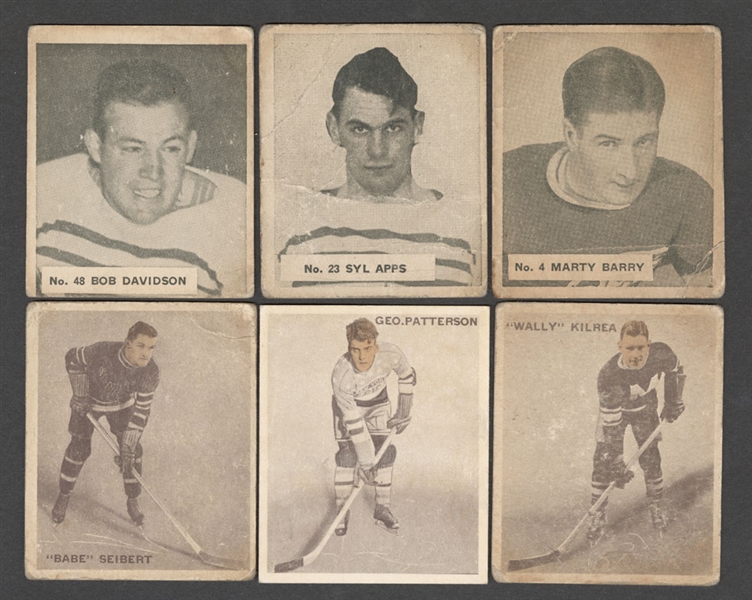1936-37 World Wide Gum V304D Hockey (5 Cards) Including #23 Syl Apps and 1933-34 World Wide Gum Ice Kings V357 (4 Cards)