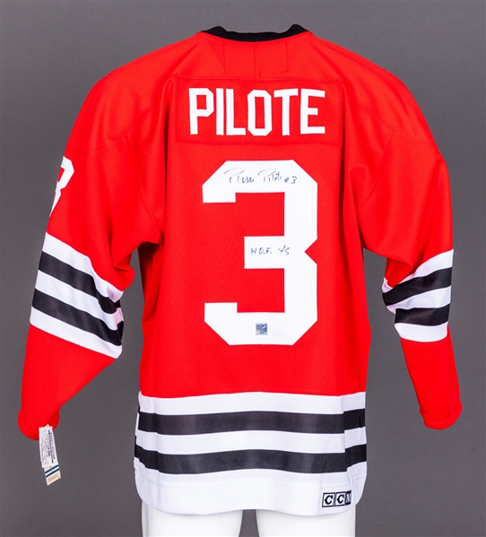 Deceased HOFer Pierre Pilote Chicago Black Hawks Signed Captains Jersey with LOA