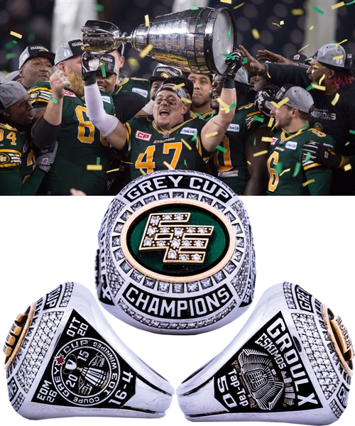 Danny Groulxs 2015 Edmonton Eskimos Grey Cup Championship 10K Gold and Diamond Ring