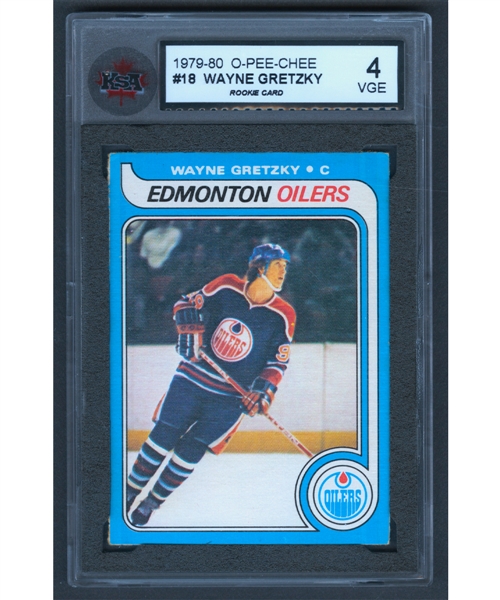 1979-80 O-Pee-Chee Hockey Card #18 HOFer Wayne Gretzky Rookie - Graded KSA 4