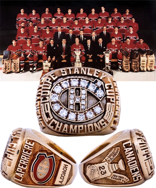 Jacques Laperrieres 1985-86 Montreal Canadiens Stanley Cup Championship 10K Gold and Diamond Ring with His Signed LOA
